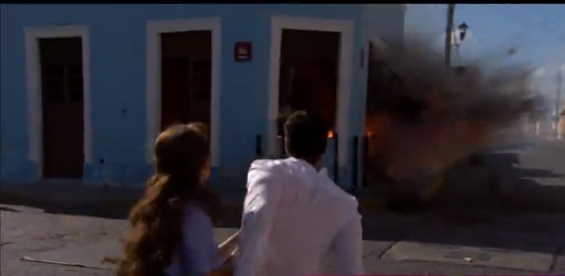 Cena de explosão em Abismo de Paixão (Reprodução: SBT)