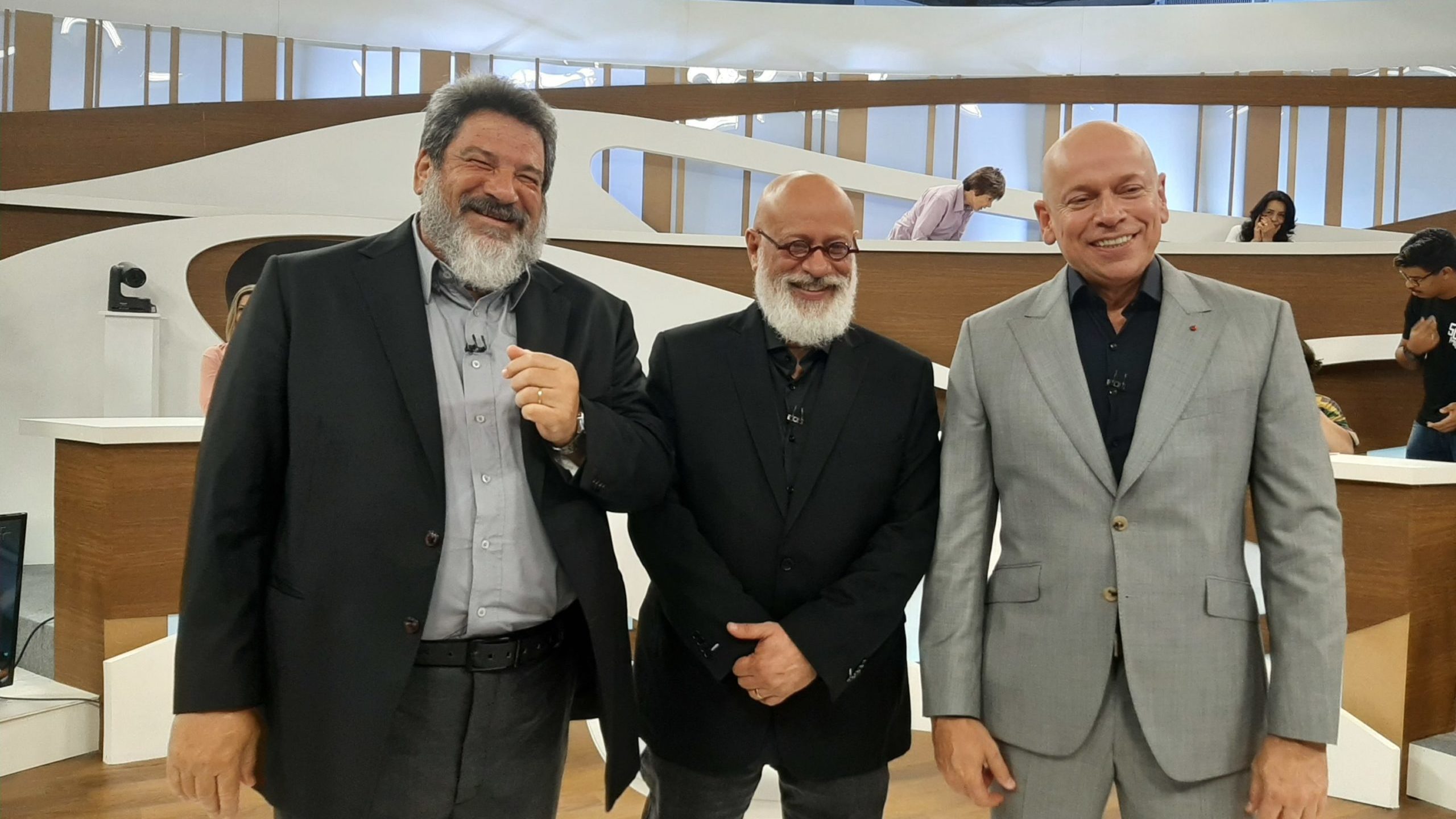Mario Sergio Cortella, Leandro Karnal e Luiz Felipe Pondé no Roda Viva (Divulgação / TV Cultura)