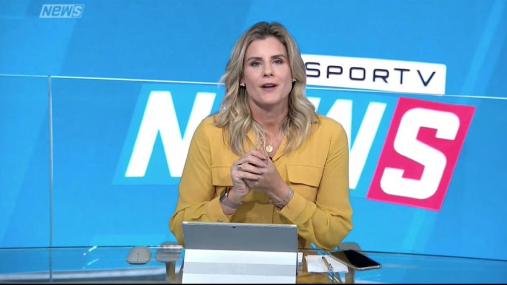 Janaína Xavier no SporTV News: jornalista apresentará duas edições diárias do jornal no canal esportivo do Grupo Globo (Reprodução/SporTV)