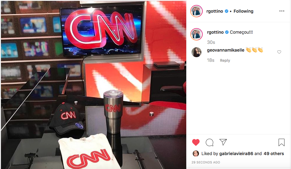 Gottino inicia trabalhos na CNN Brasil (Reprodução/Instagram)