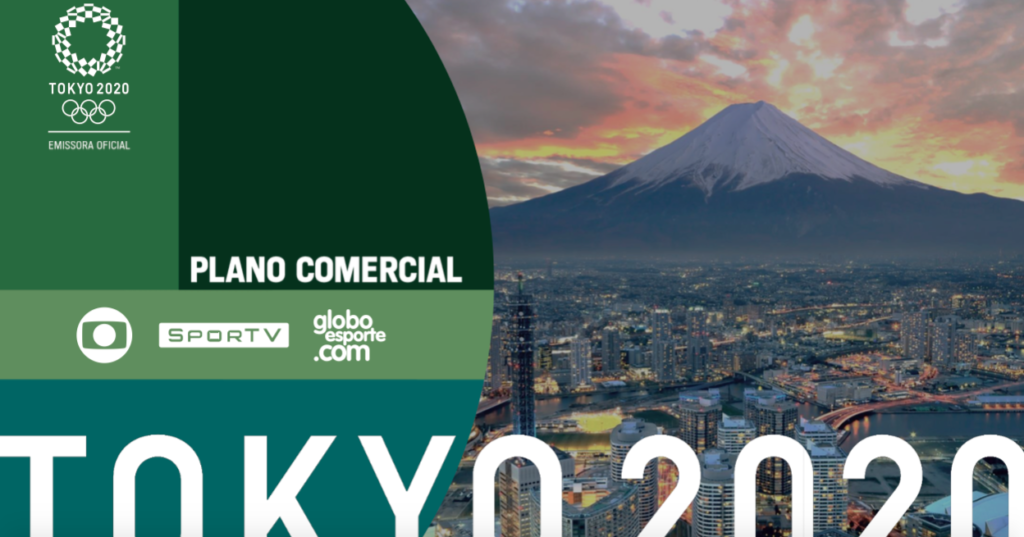 Plano comercial de Tóquio 2020, que será transmitido pelo Grupo Globo em julho (Reprodução)