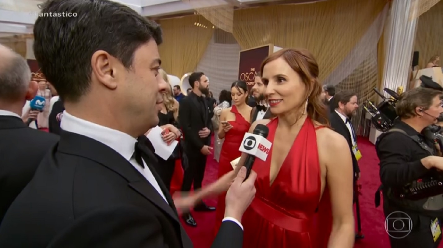 Petra Costa, direto da cerimônia do Oscar, em entrevista ao Fantástico