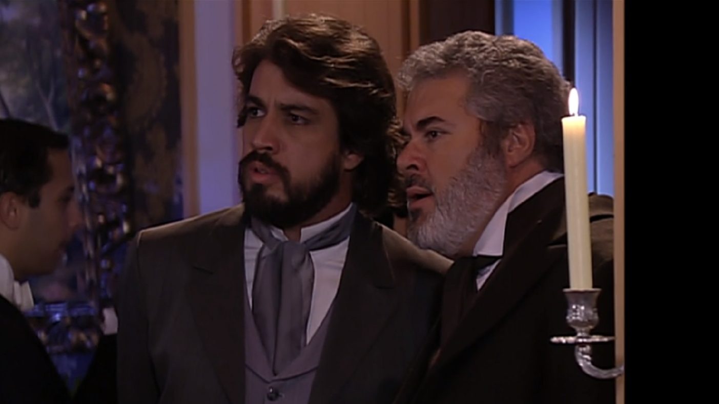Raimundo (Rômulo Delduque) e Martinho (Cláudio Curi) em A Escrava Isaura