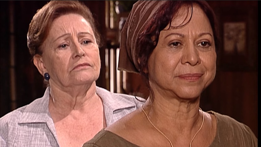 Sônia Guedes (esq) e Manoelita Lustosa (dir) elencaram a trama de Esmeralda (Reprodução: SBT Vídeos)
