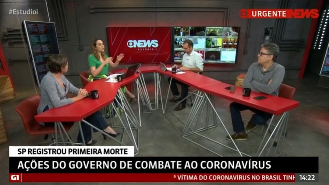 Globo News durante cobertura do coronavírus