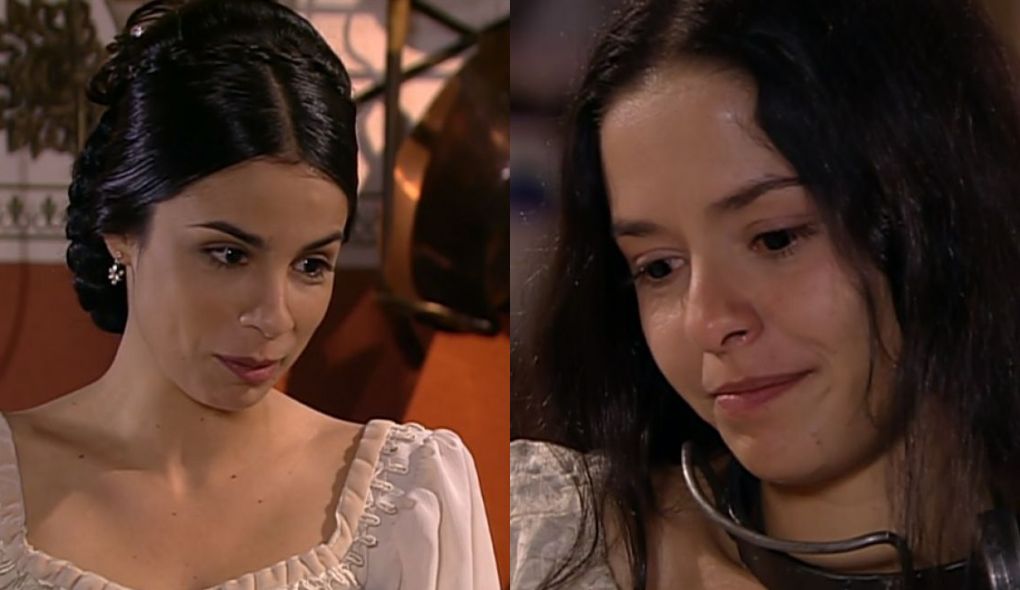 Malvina (Maria Ribeiro) e Isaura (Bianca Rinaldi) de A Escrava Isaura