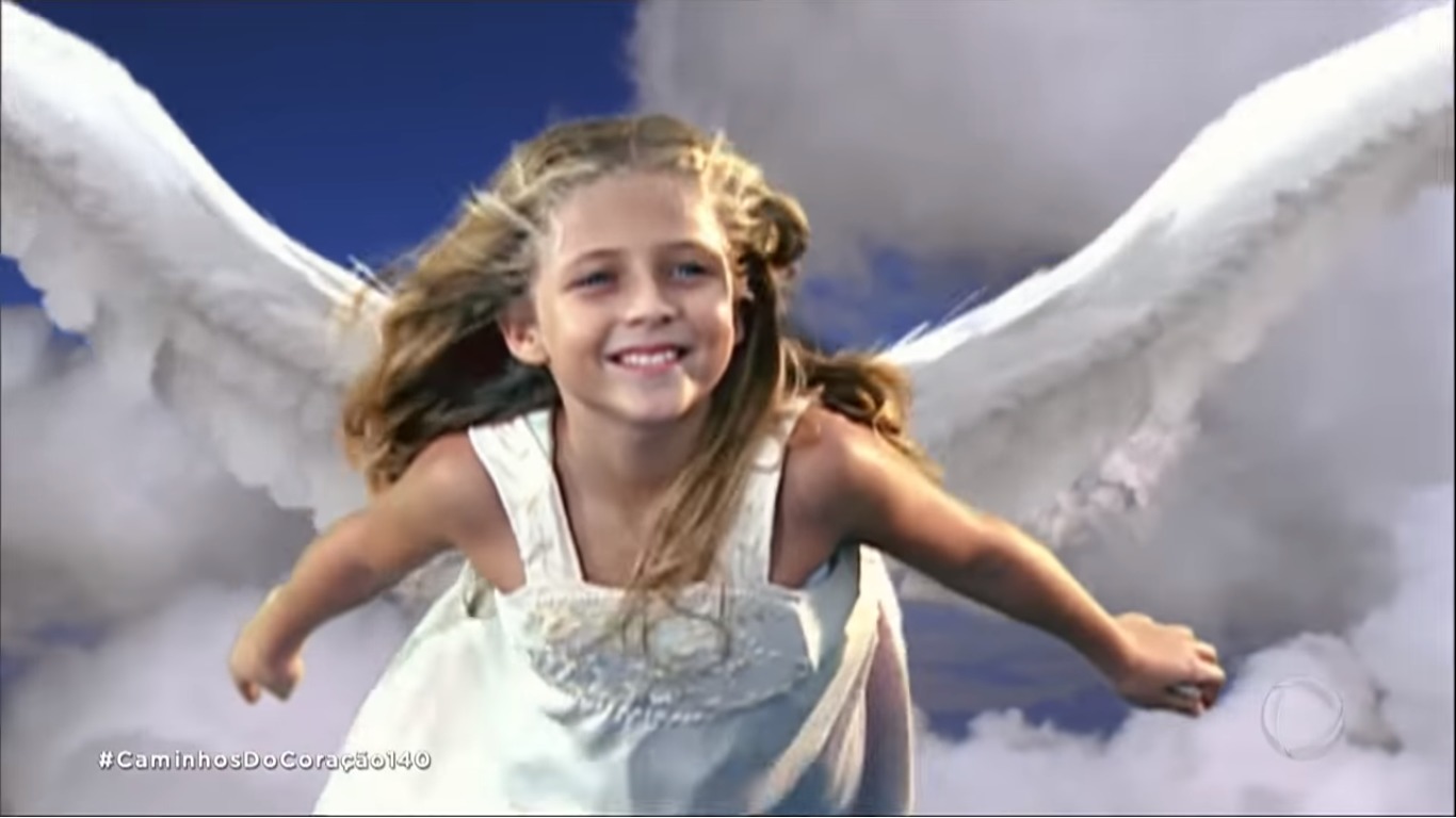 Júlia Magessi como Ângela em Caminhos do Coração (Reprodução / YouTube)