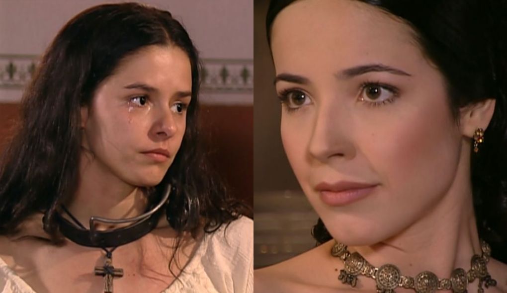 Isaura (Bianca Rinaldi) e Branca (Renata Dominguez) de A Escrava Isaura
