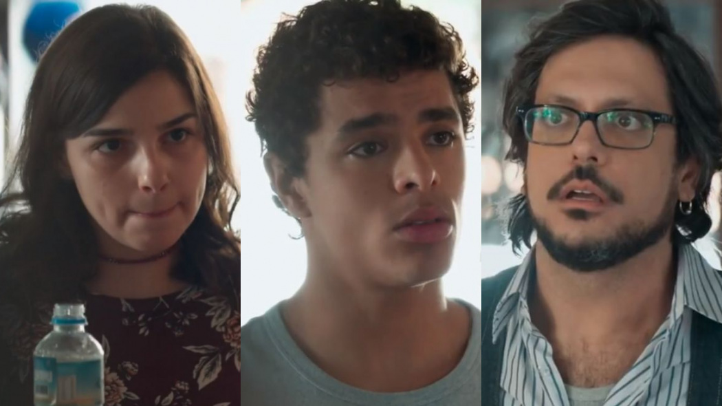 Keyla (Gabriela Medvedovski), Tato (Matheus Abreu) e Roney (Lúcio Mauro Filho) de Malhação - Viva a Diferença