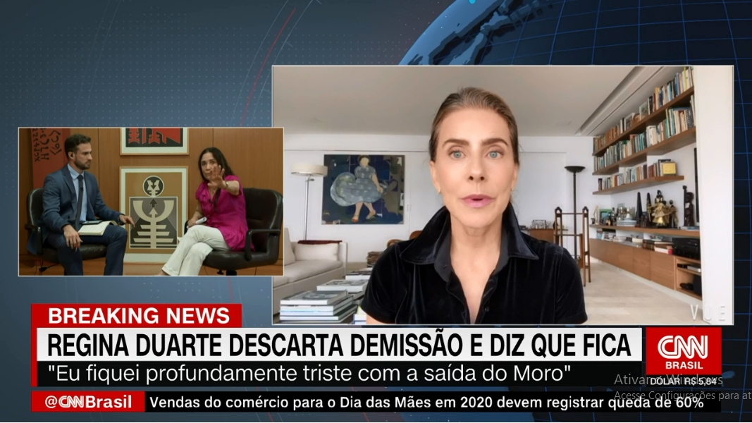 Regina Duarte surta na CNN Brasil (Reprodução: CNN Brasil)