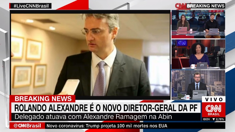 Live CNN Brasil, com breaking news na parte de cima da tela
