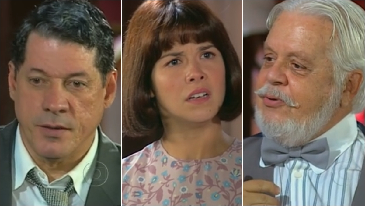 Reginaldo dá a notícia para Celina que ela terá de se casar com o Conde Klaus (Reprodução: TV Globo)