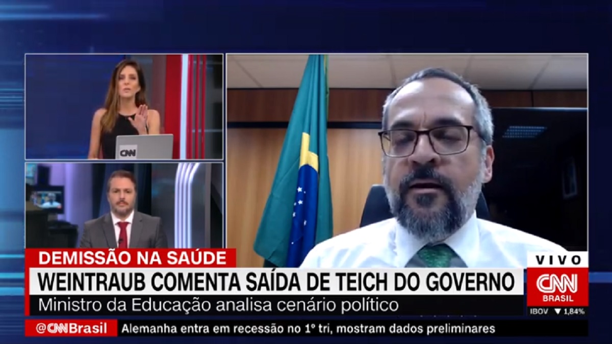 Monalisa Perrone, Caio Junqueira e Abraham Weintraub, no Expresso CNN