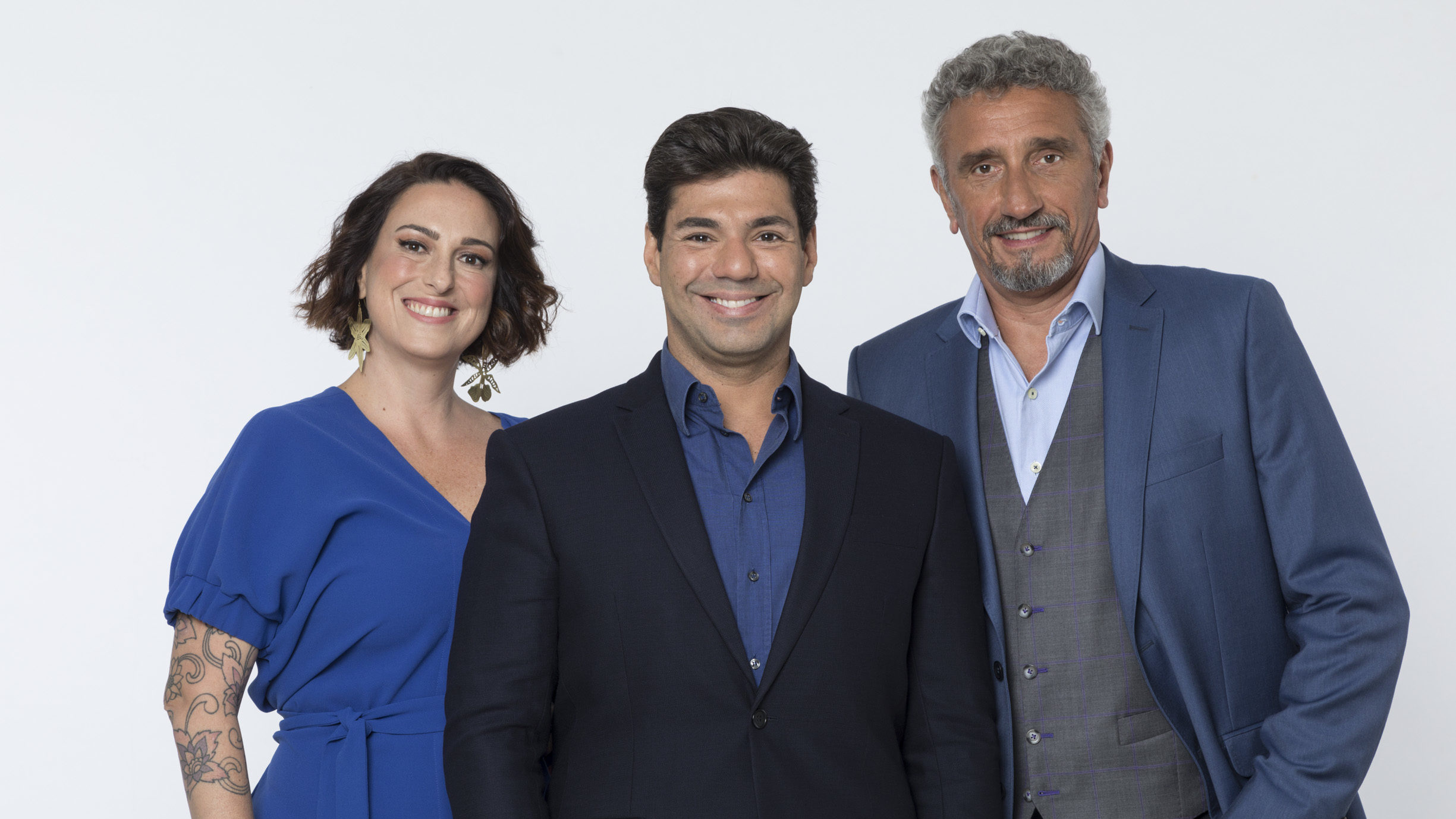 Ailin Aleixo, Felipe Bronze e Emmanuel Baisoleil comandam o Top Chef Brasil (Antonio Chahestian / Record TV)