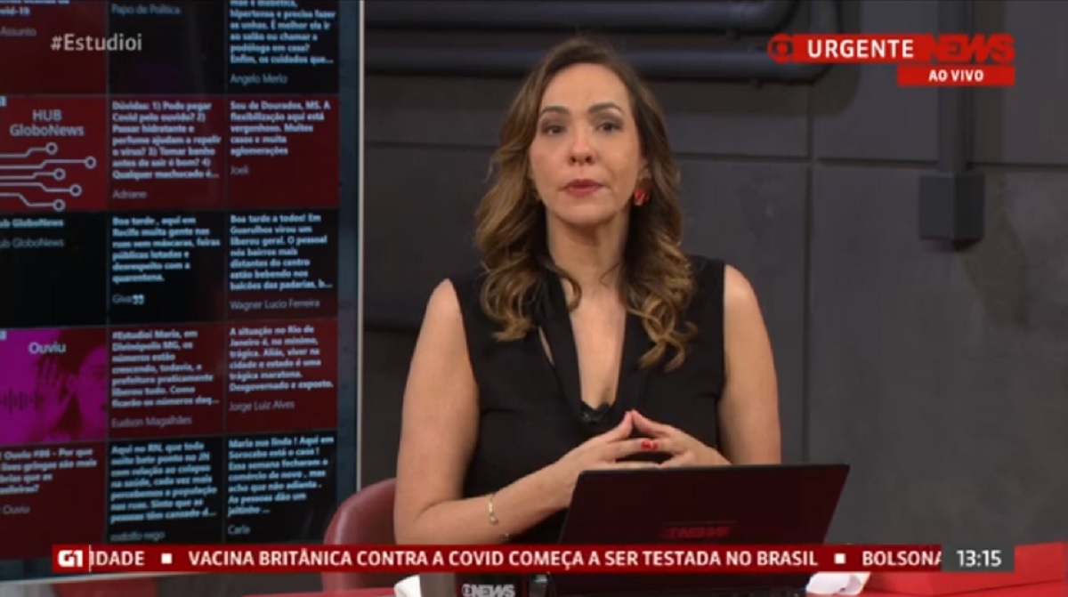 Maria Beltrão dá bronca em Octávio Guedes, no Estúdio I