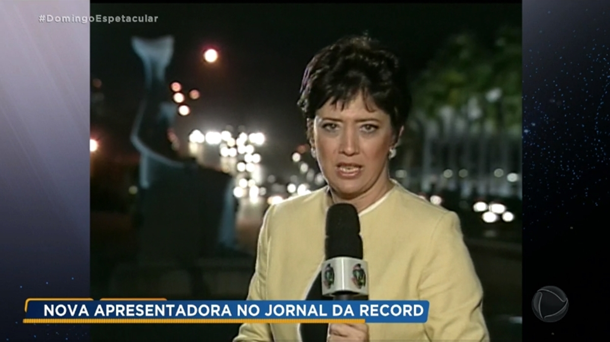 Record TV faz lançamento de Chrsitina Lemos no Jornal da Record (Reprodução: Record TV)