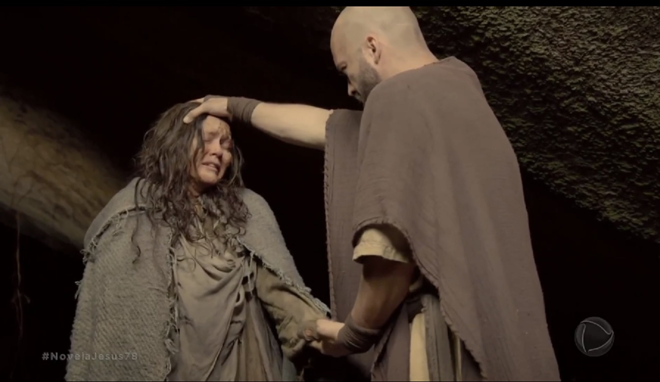 Cassandra (Cláudia Assumpção) e Simão Zelote (Rodrigo Andrade) em Jesus
