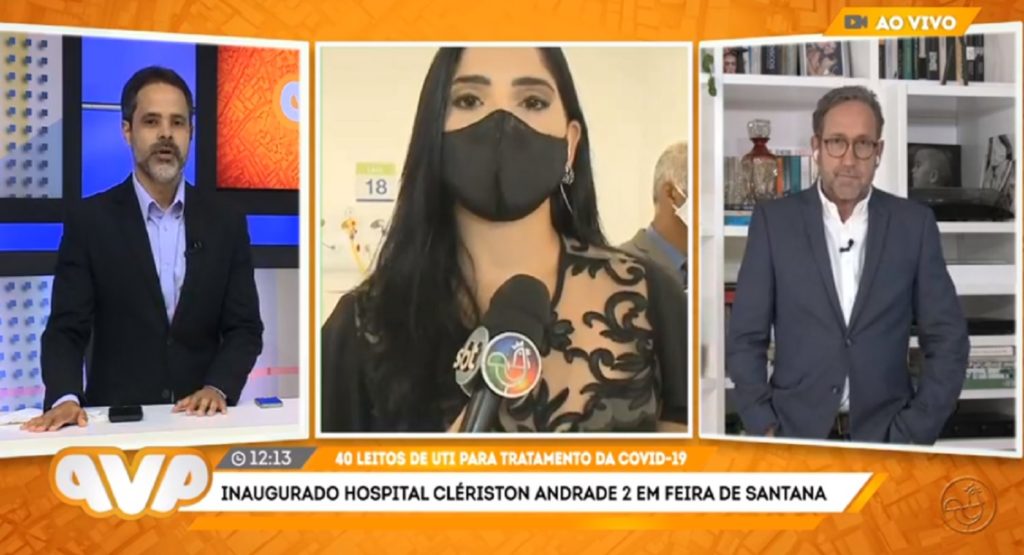 Repórter Tainá Reis retorna a link após desmaiar ao vivo durante entrevista na TV Aratu, na Bahia