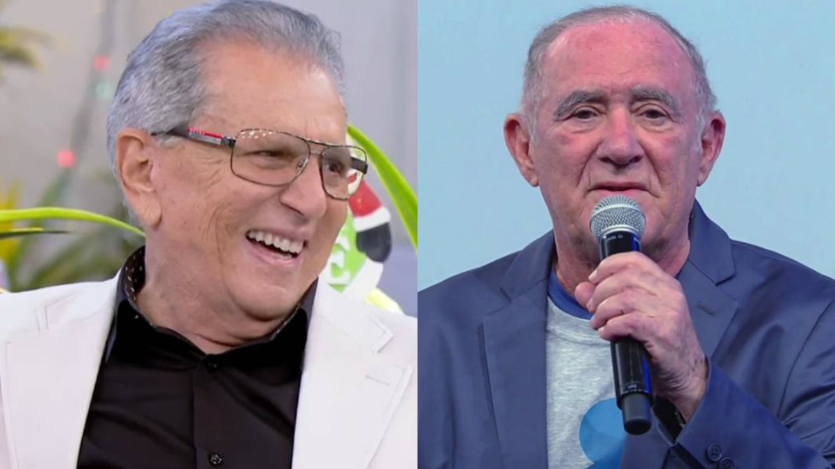 Carlos Alberto de Nóbrega e Renato Aragão (Reprodução / SBT / Globo)