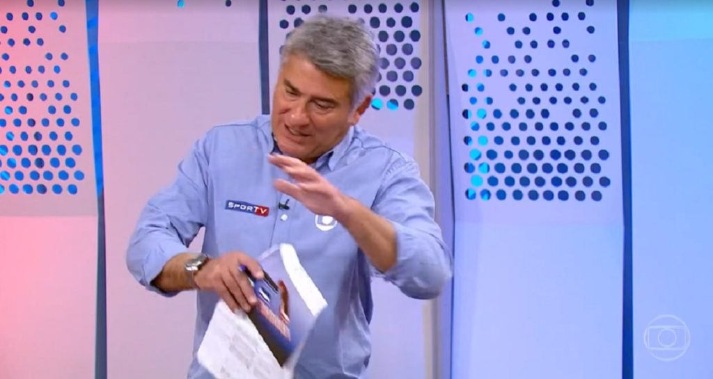 Cléber Machado narrando Fórmula 1, na Globo