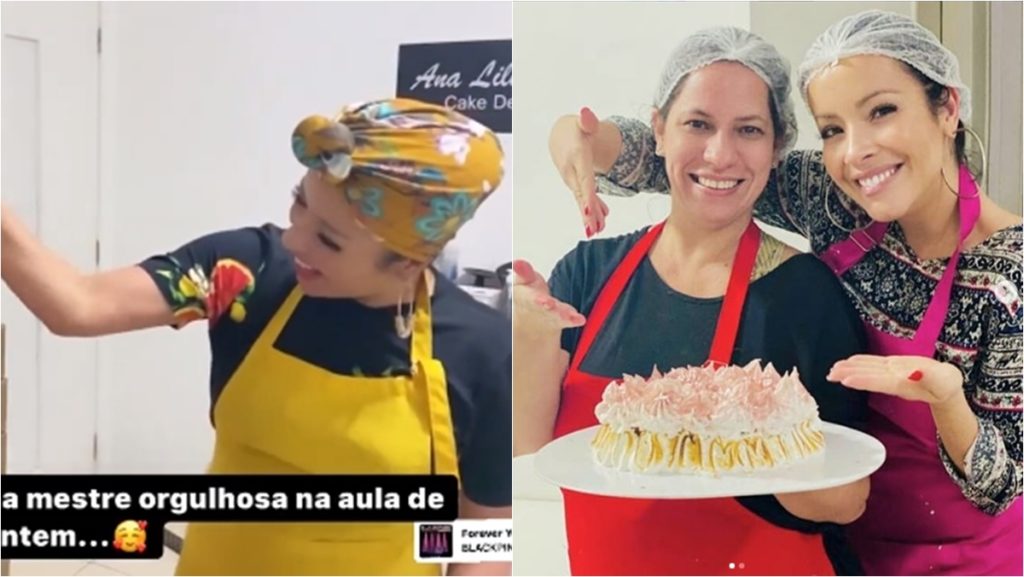 Renata Dominguez faz aula de confeitaria (Reprodução: Instagram)