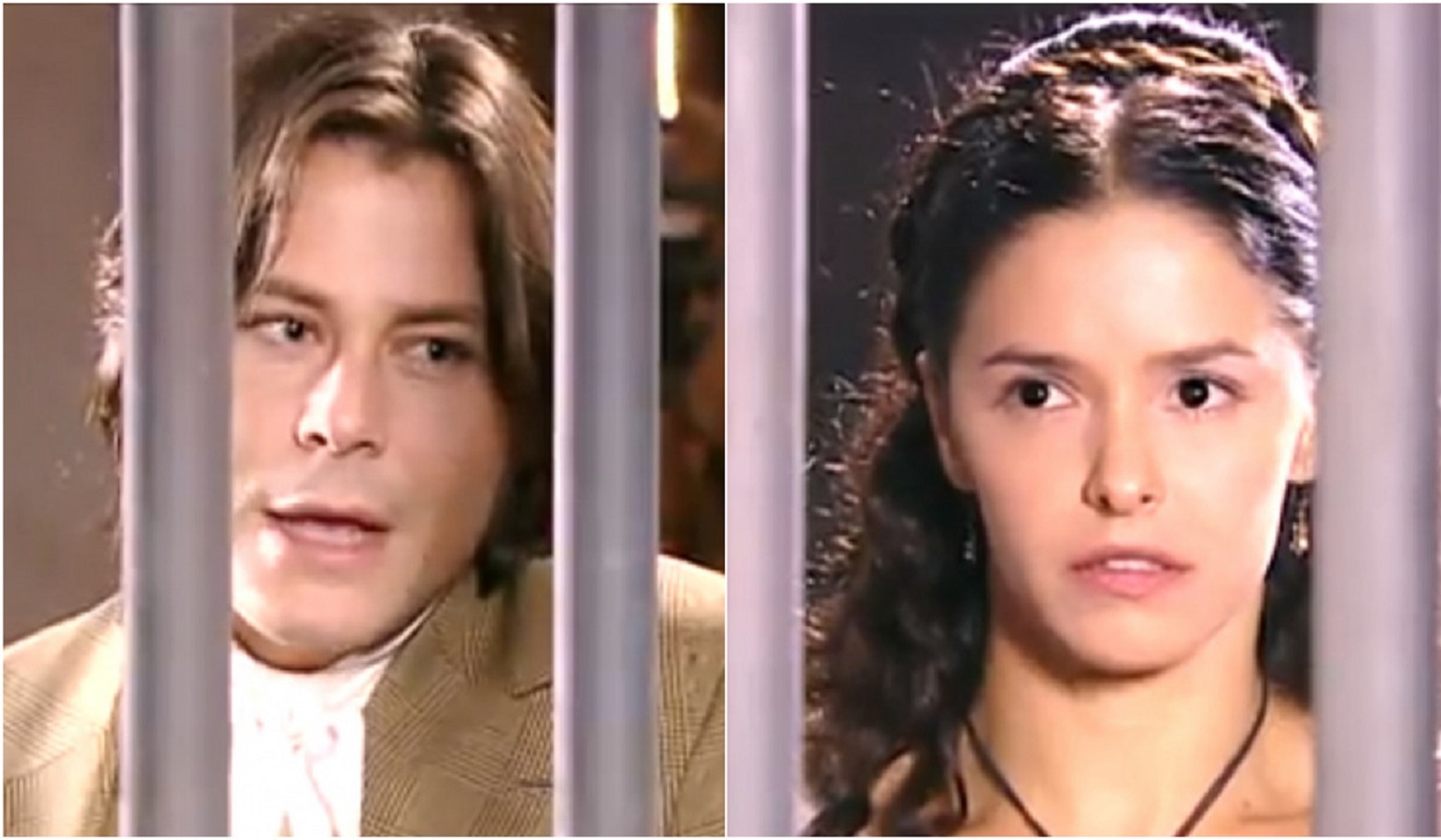Álvaro (Theo Becker) e Isaura (Bianca Rinaldi) em A Escrava Isaura