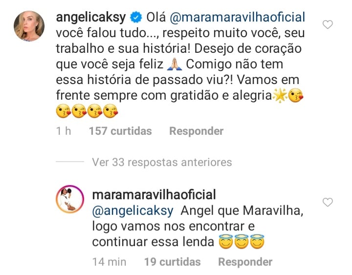 Angélica comentou postagem de Mara Maravilha