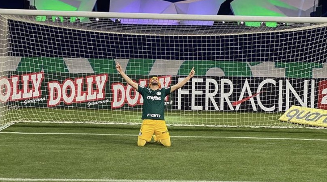 Goleiro Weverton após vitória do Palmeiras no Campeonato Paulista em 2020