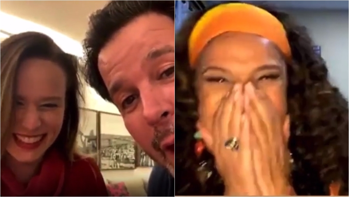 Mariana Ximenes e Murilo Benicio fazem surpresa para Teresa Cristina (Reprodução: Instagram)