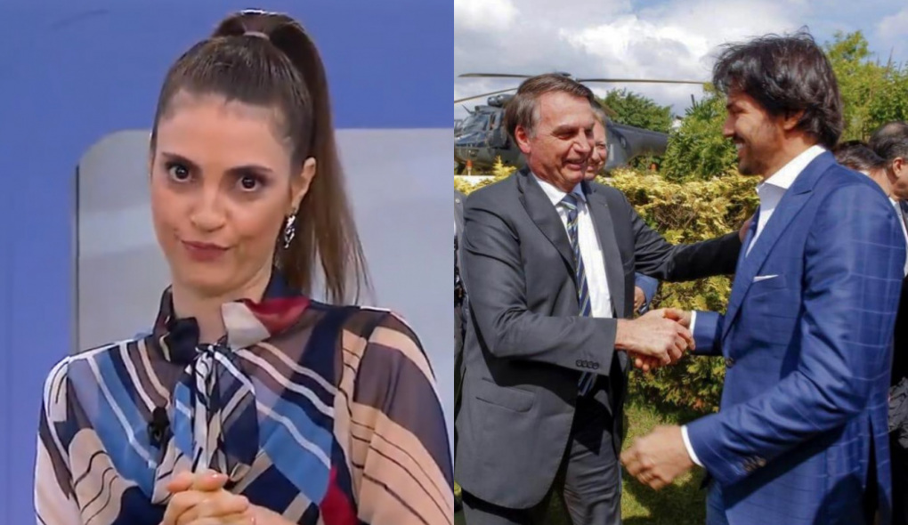 Chris Flores no Triturando, e Jair Bolsonaro com Fábio Faria, ministro da Comunicação