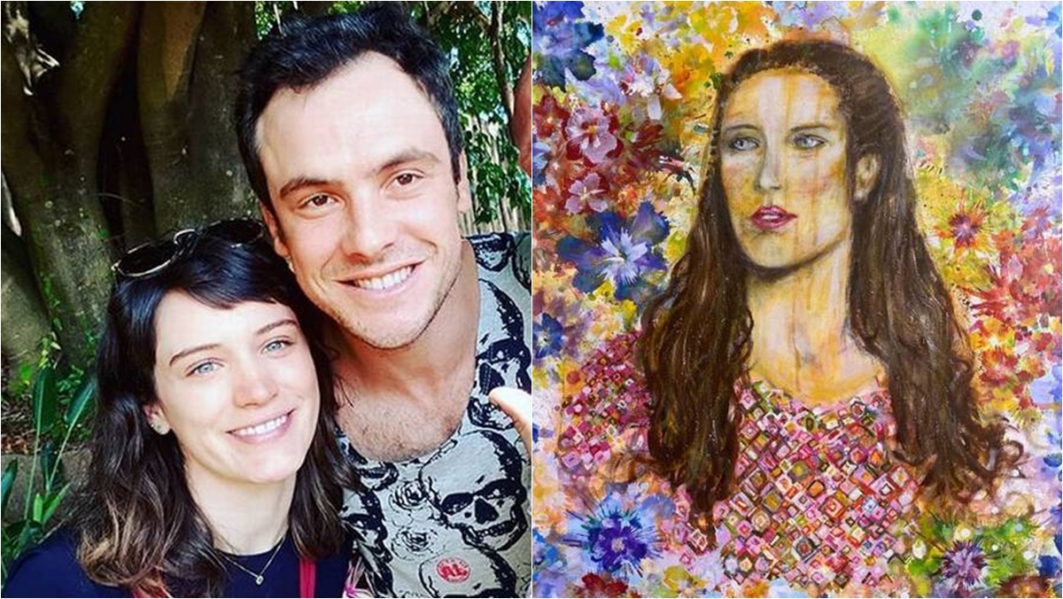 Sérgio Guizé pinta quadro com imagem de Bianca Bin (Foto: Instagram)