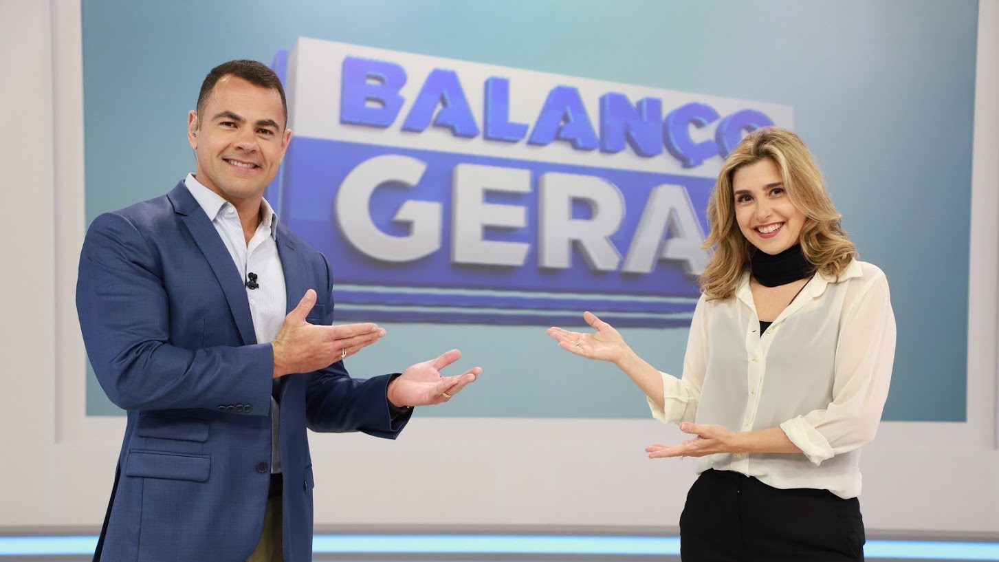 Tino Jr. e Mylena Ciribelli no Balanço Geral RJ (Divulgação / Record TV)