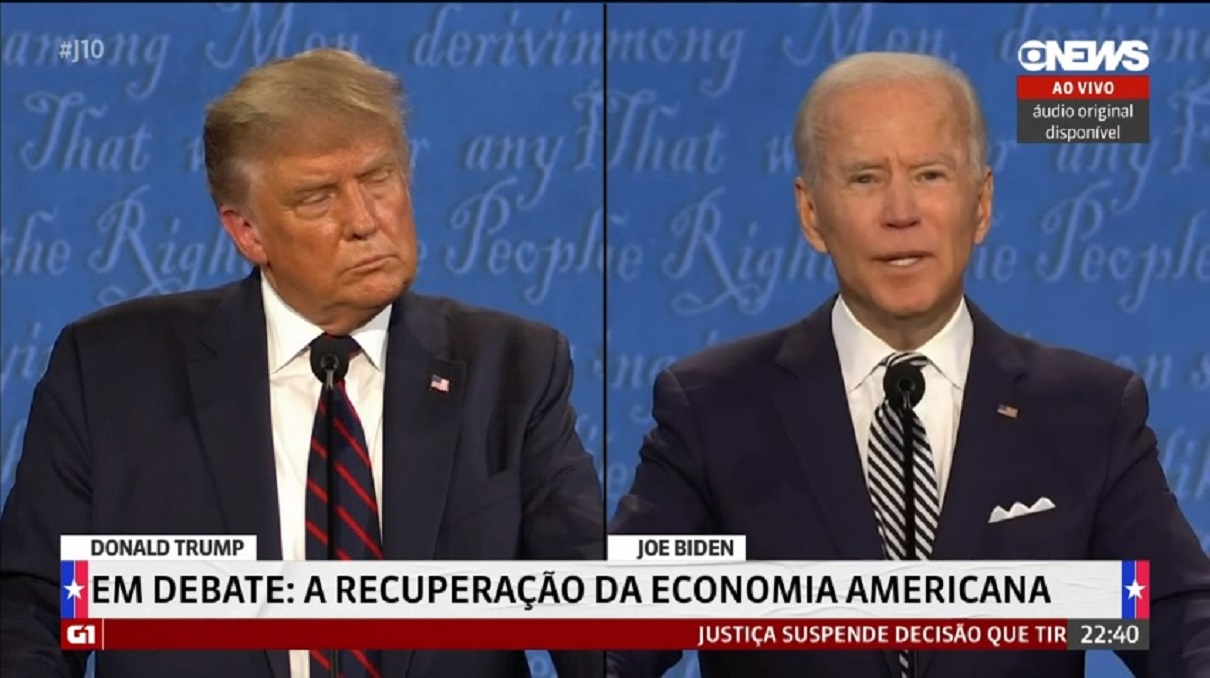 Primeiro debate entre Donald Trump e Joe Biden, na GloboNews