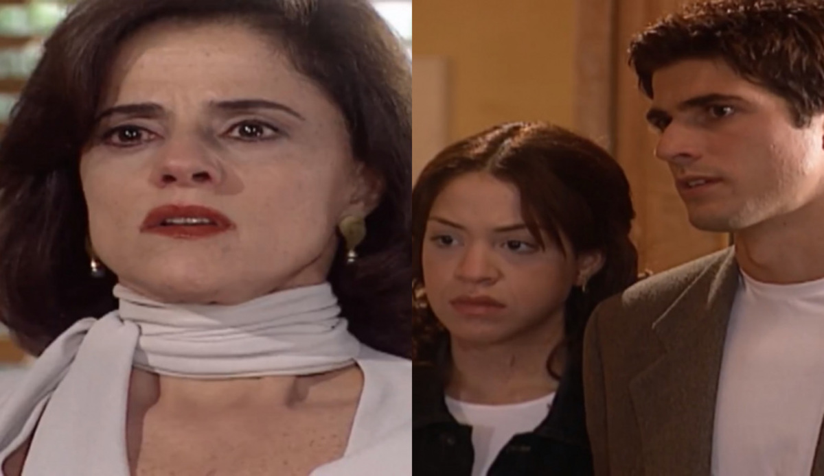Alma (Marieta Severo), Estela (Júlia Almeida) e Edu (Reynaldo Gianecchini) de Laços de Família