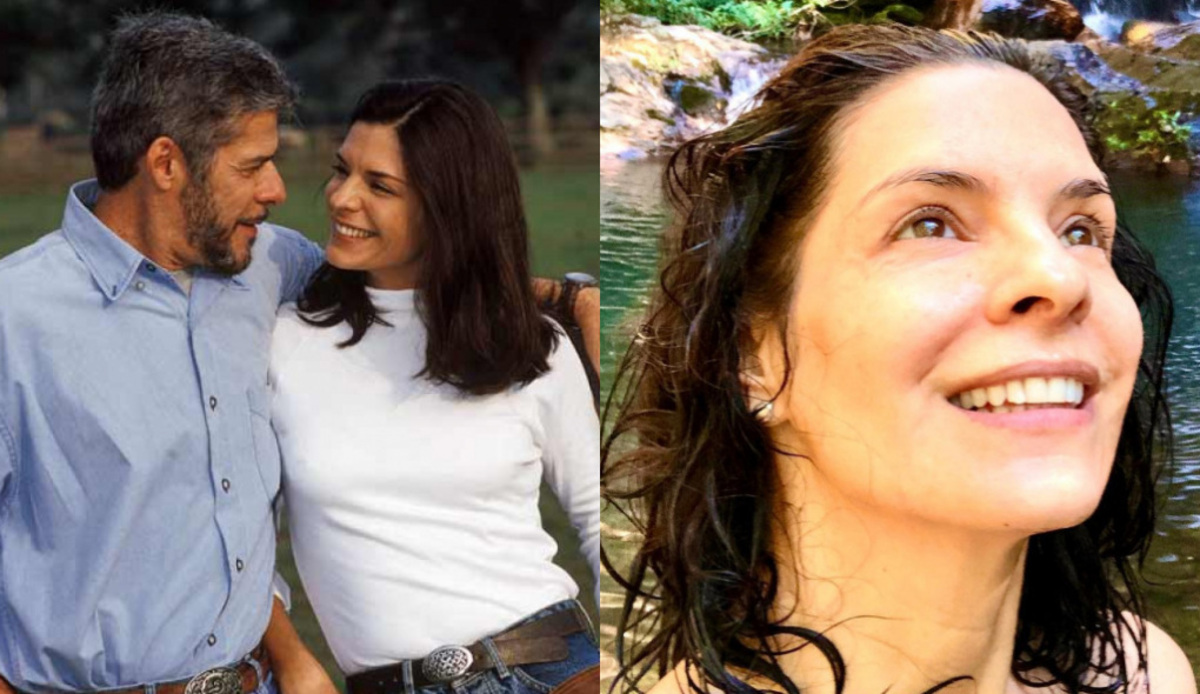 Helena Ranaldi e José Mayer na época de Laços de Família e atualmente
