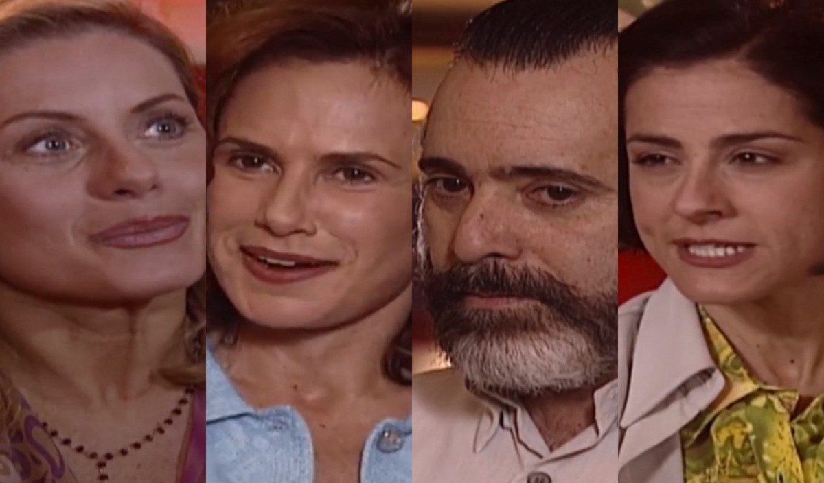 Helena (Vera Fischer), Glória (Xuxa Lopes), Miguel (Tony Ramos) e Yvete (Soraya Ravenle) de Laços de Família