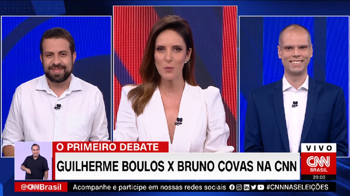 Monalisa Perrone comanda debate entre Guilherme Boulos e Bruno Covas