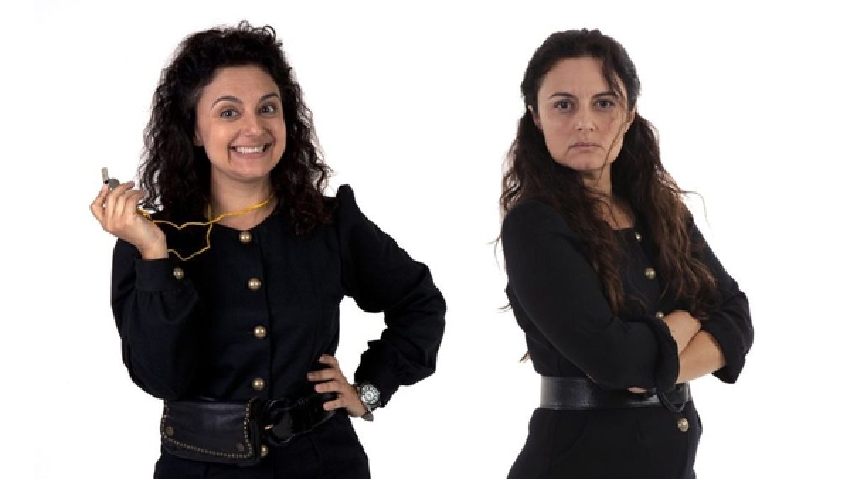 Carla Fioroni como Ernestina (à esquerda) e Matilde (à direita) em Chiquititas (Divulgação / SBT)