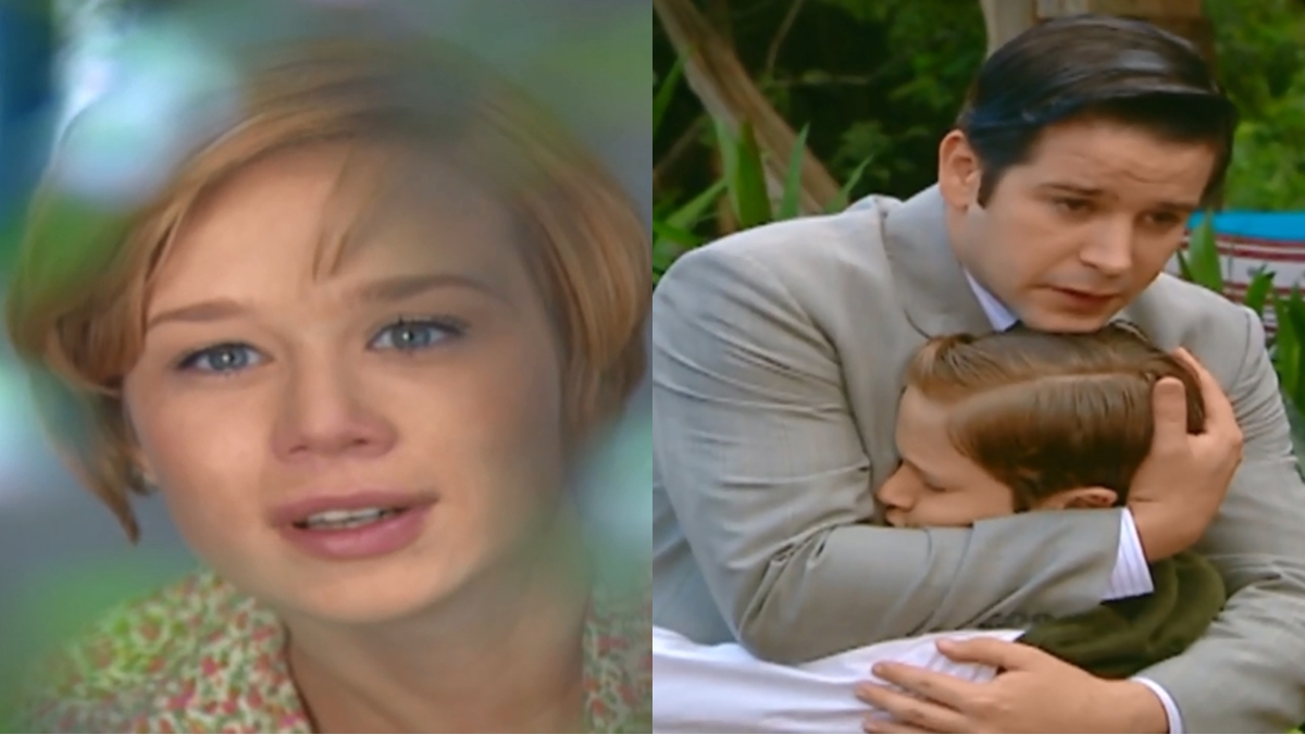 Ana vê Danilo chegar no sítio e abraçar Tonico após descobrir que é pai do menino (Reprodução: TV Globo)