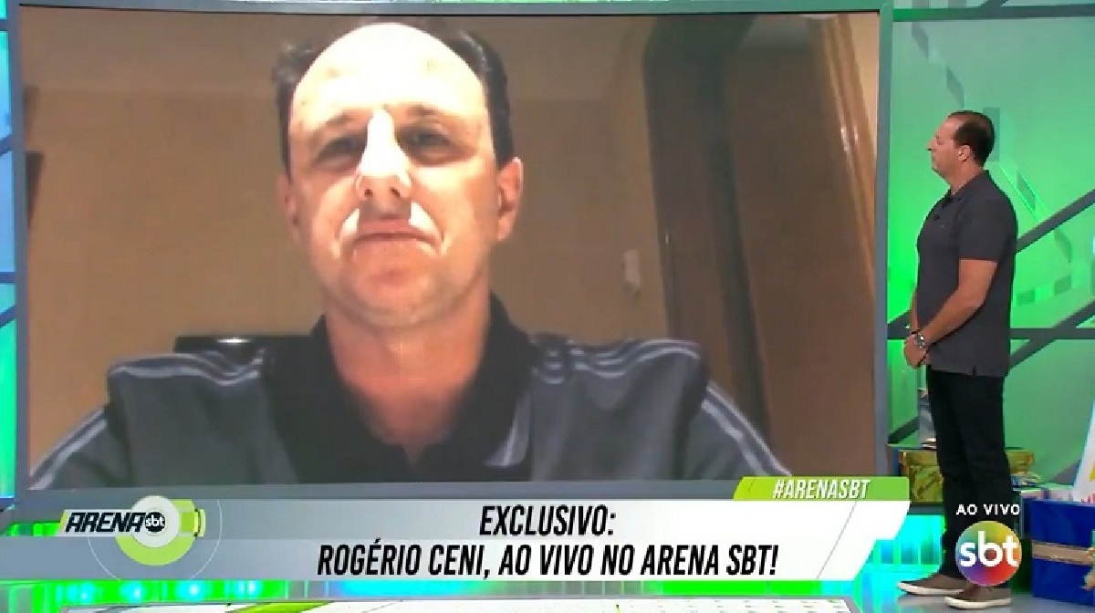 Benjamin Back entrevista Rogério Cena no Arena SBT (Reprodução / SBT)