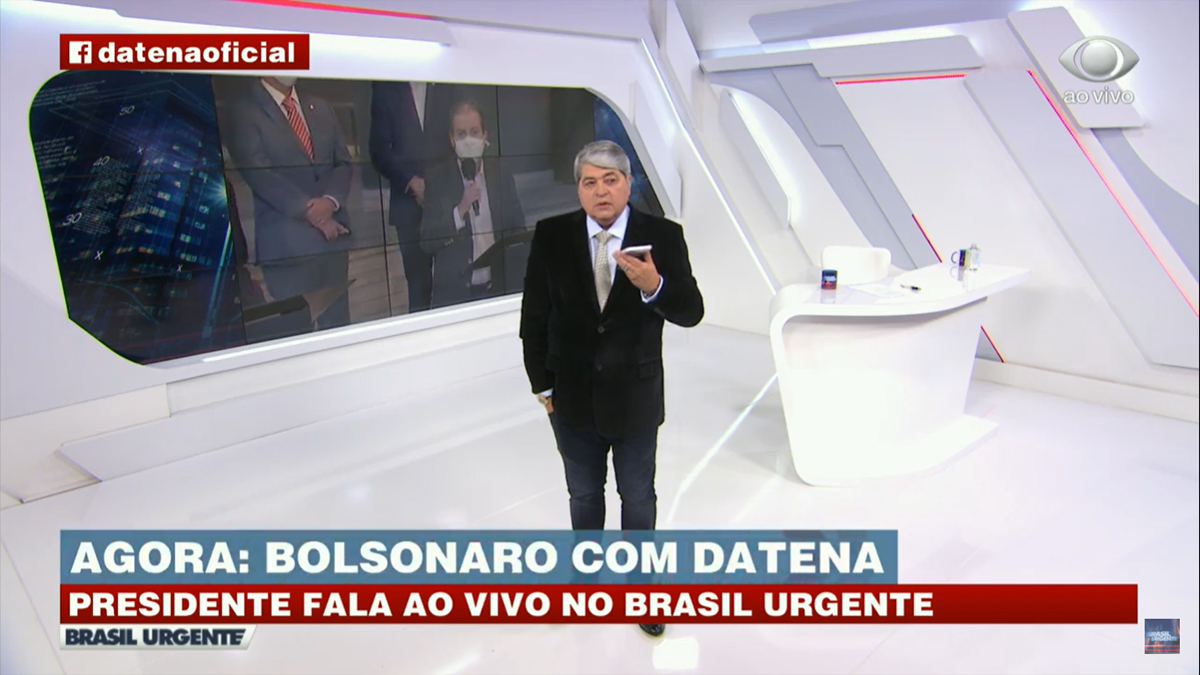 Datena conversando com Jair Bolsonaro no Brasil Urgente