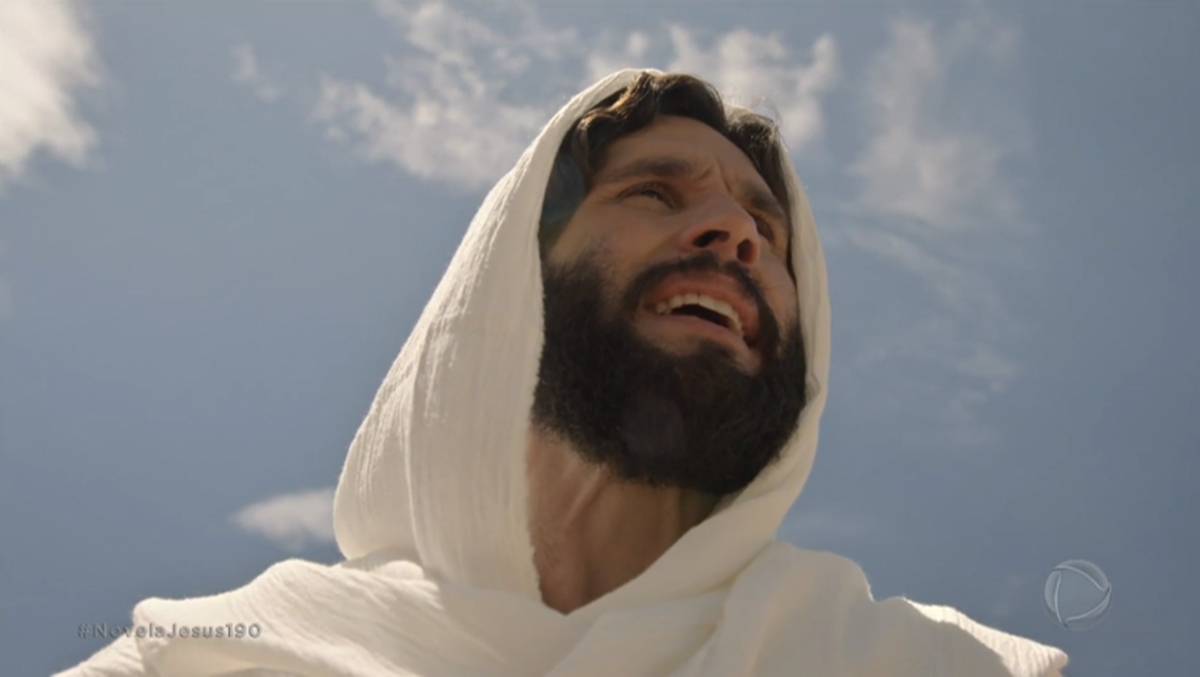 Jesus Batiza discípulos em Nome da Santíssima Trindade (Reprodução: Record TV)
