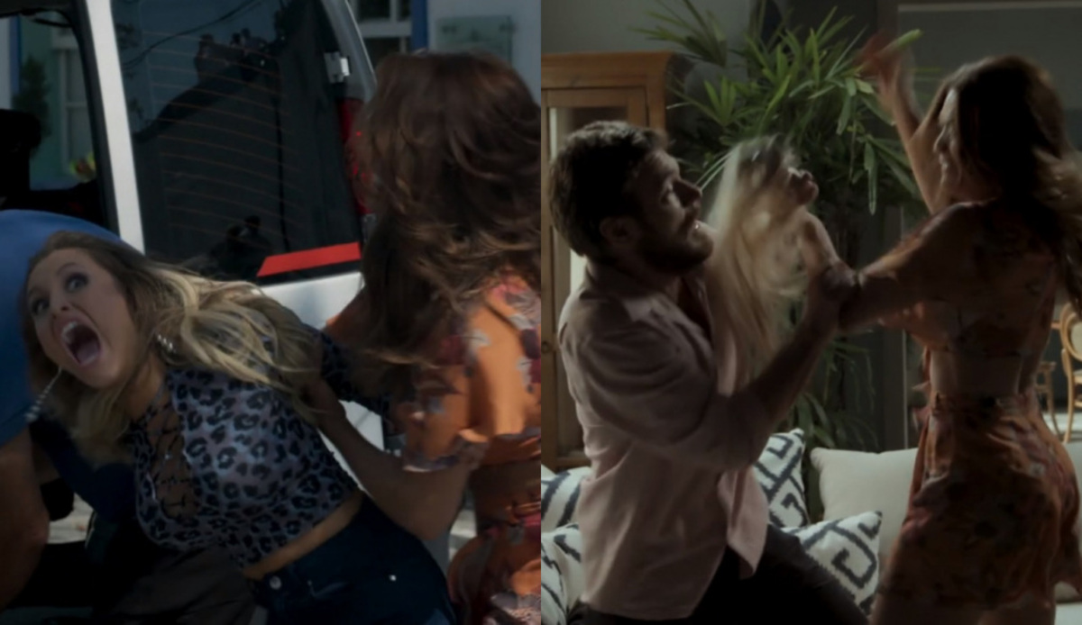 Bibi (Juliana Paes), Carine (Carla Diaz) e Rubinho (Emílio Dantas) de A Força do Querer