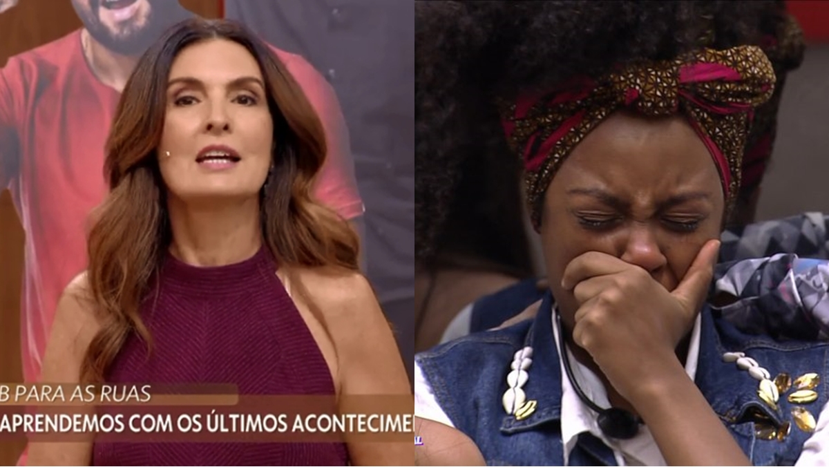 Fátima Bernardes critica Lumena após chororô no BBB 21 deste domingo, dia 8 (Reprodução/Montagem Observatório da TV)