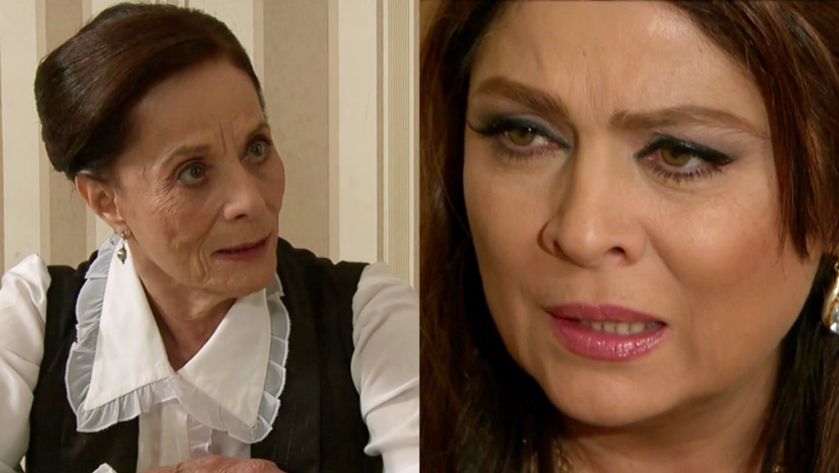 Vitória descobre segredo terrível sobre Bernarda (Reprodução: Televisa S.A.)