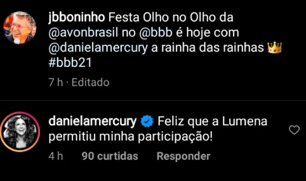 Daniela Mercury zoa Lumena nas redes sociais