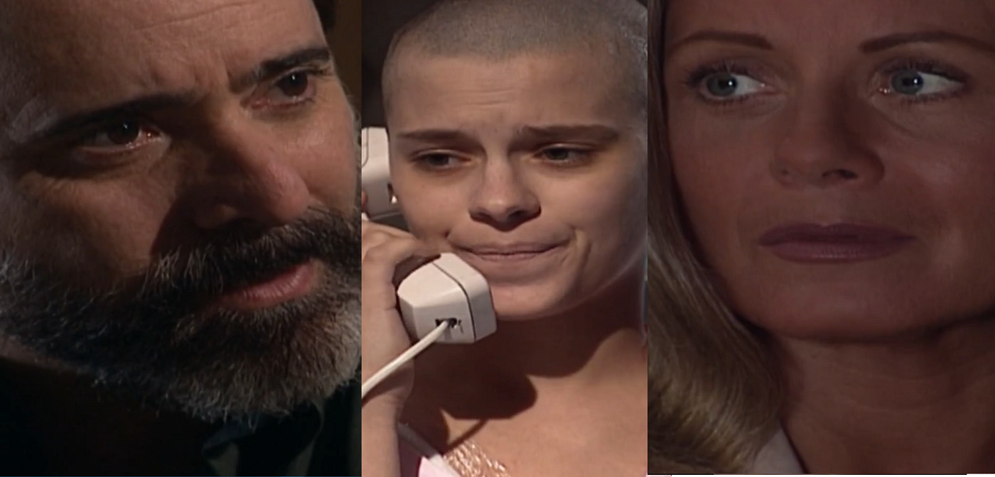 Miguel (Tony Ramos), Camila (Carolina Dieckmann) e Helena (Vera Fischer) em Laços de Família