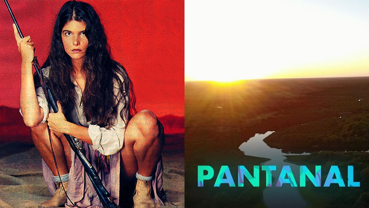 Cristiana Oliveira interpretou Juma Marruá na versão original de Pantanal (Reprodução/Montagem Observatório da TV)
