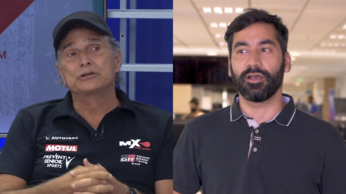 O ex-piloto Nelson Piquet, na Band, e o jornalista Tossiro Neto, no SporTV