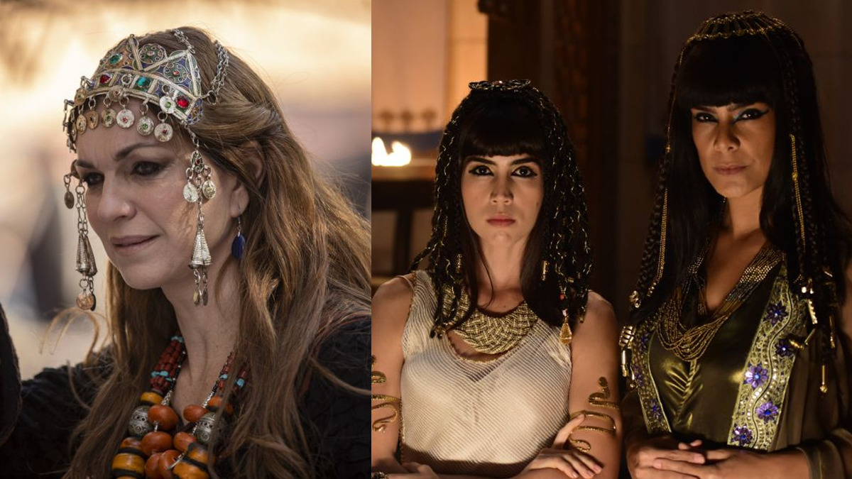 Sarai (Adriana Garambone) fica nas mãos das esposas do faraó (Reprodução/Record TV)